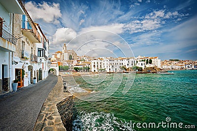 View of Cadaques on sunny day, Costa Brava, Spain Stock Photo