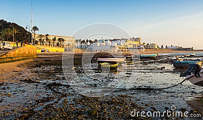 View of Caleta Beach in Cadiz Stock Photo