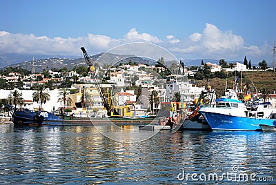 View of Caleta de Velez harbour. Editorial Stock Photo