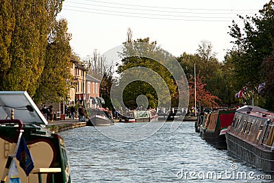 A view of the canal at Stoke Bruerne, Northamptonshire Editorial Stock Photo