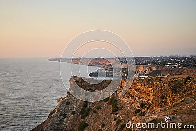 View at Cape Fiolent at sunset. Beautiful seascape. Stock Photo