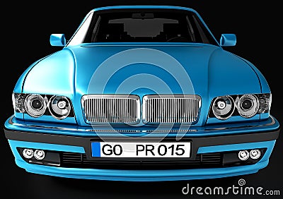 View of the car in front. 3D illustration. Cartoon Illustration