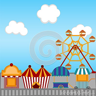 View of a carnival theme park Vector Illustration