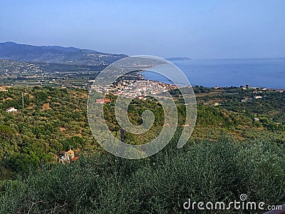 View of Casal Velino marina from Casalvelino village Stock Photo