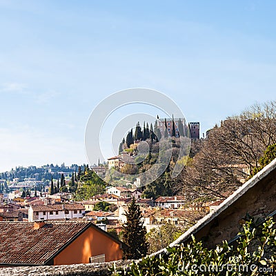 View of Castel San Pietro in Verona city in spring Stock Photo