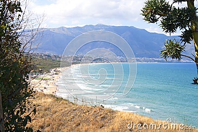 View of Castellammare del Golfo from Balestrate, Sicily, Italy Stock Photo