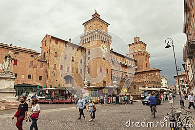 View of the castle of Ferrara of three quarters Editorial Stock Photo