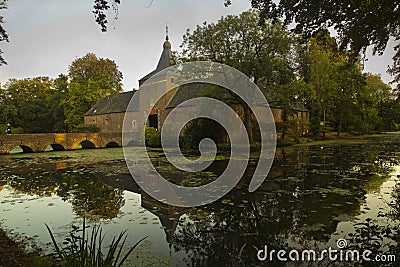 View of the castle and pond in Arcen, the Netherlands. Editorial Stock Photo