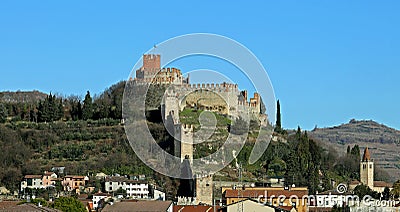 view of the Castle of Soave in the Province of Verona in Italy Stock Photo