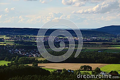 View from castle Wolfstein near Neumarkt in der Oberpfalz on Loderbach Stock Photo