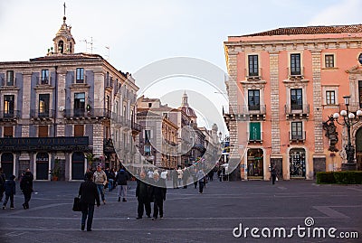 View of Catania street Editorial Stock Photo