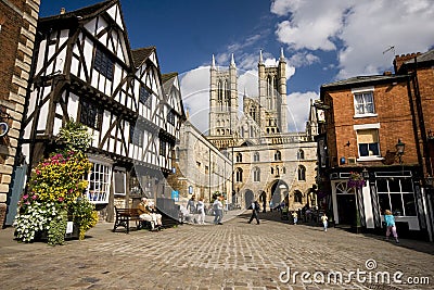 A view of the Cathedral from Castle Square, Lincoln, Lincolnshire, UK -August 2009 Editorial Stock Photo