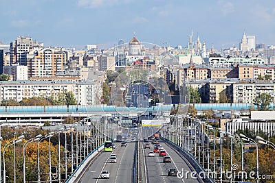 View of Cathedral of Christ Savior from Komsomolsky prospect Stock Photo