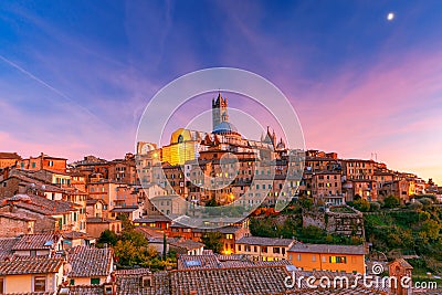 Siena. Cathedral at sunset. Stock Photo