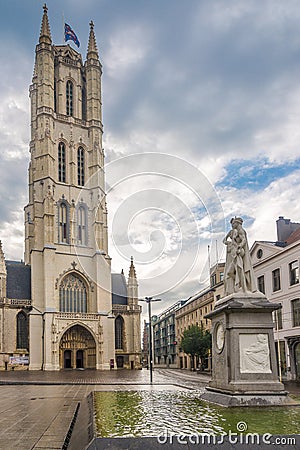View at the Cathedral of Saint Bavo in Ghent - Belgium Editorial Stock Photo