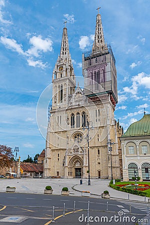 View of the cathedral of Zagreb, Croatia Stock Photo