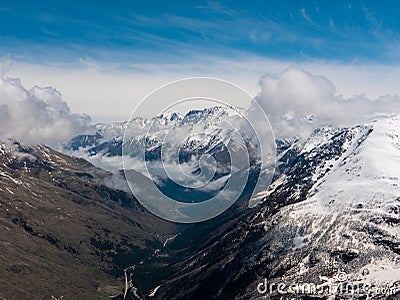 View of the Caucasus Mountains from Cheget, height 3050 meters, Kabardino-Balkaria, Russia Stock Photo
