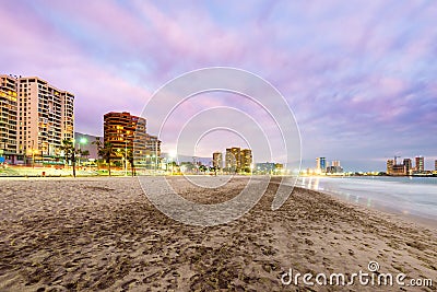 View of Cavancha Beach in the northern port city of Iquique Stock Photo