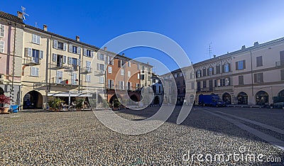 View of Cavour Square in the city center of Vercelli, Italy Editorial Stock Photo