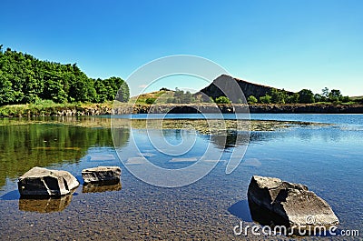 View of Cawfields Quarry, Hadrians Wall Stock Photo
