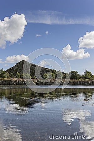 Cawfields Quarry portrait format Stock Photo