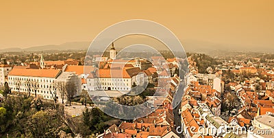 View from the center of Zagreb and a romantic sky Stock Photo