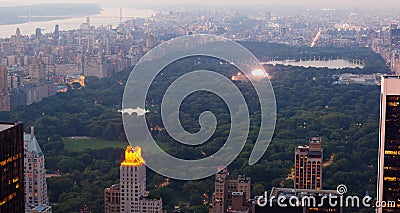 View of Central park with a musical concert in New York City Stock Photo