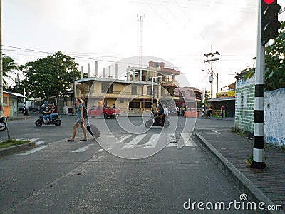 View of the central streets of the island of San Andres, Colombia Editorial Stock Photo