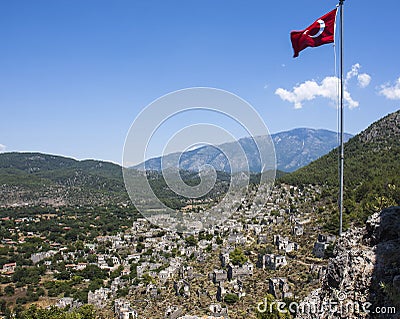 View from chapel at Kayakoy Stock Photo