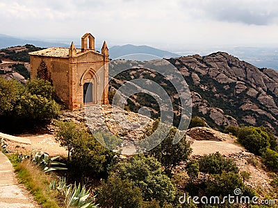 View on the chapel Sant Joan while hiking in Montserrat. Catalonia, Spain Stock Photo