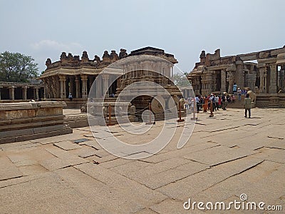 A view of chariot in Vital temple in Hampi, karnataka, INDIA Editorial Stock Photo
