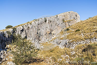 View of the chasms of Partagat in the mountain of Aitana Stock Photo