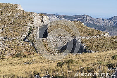 View of the chasms of Partagat in the mountain of Aitana Stock Photo