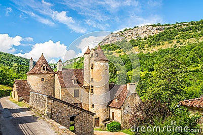 View at the Chateau de Limargue in Autoire village - France Stock Photo