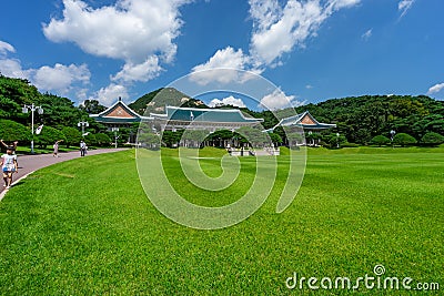 The view of Cheongwadae, also called Blue House, South Korea's presidential palace and official residence in Seoul Editorial Stock Photo