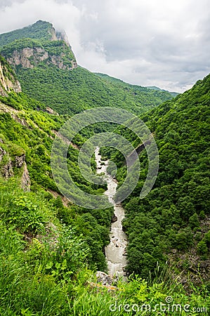 Cherek gorge in the Caucasus mountains in Russia Stock Photo