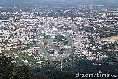 View of Chiang Mai from Wat Phrathat Doi Suthep Temple Stock Photo