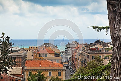 View of Chiavari and the sea, Italy Stock Photo