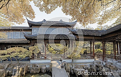 view of chinese classical courtyard Stock Photo