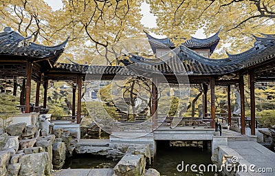 view of chinese classical courtyard Stock Photo