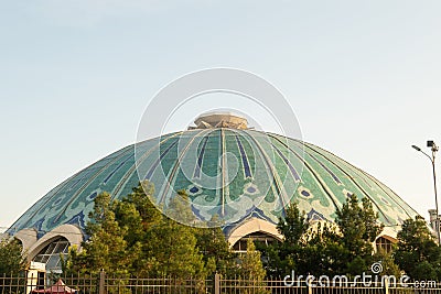 View of the Chorsu market in Tashkent, Uzbekistan, in summer. Blue sky with copy space Stock Photo