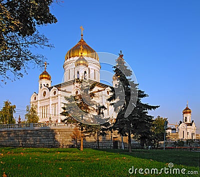 View of Christ the Savior Cathedral located in Moscow. Stock Photo