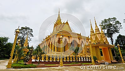 View of Chua Hang, a Khmer temple in Tra Vinh, Vietnam Editorial Stock Photo