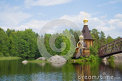 View of the Church of the Apostle Andrew the First-Called on the Vuoksa River. Leningrad Region, Russia Stock Photo