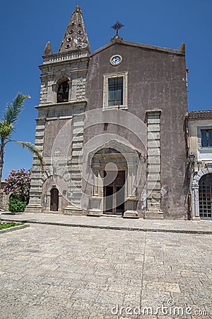 A View of a church in Forza D`agro in Siciliy Stock Photo