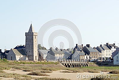 View of the Church Notre-Dame in Portbail in Normandy, France Editorial Stock Photo