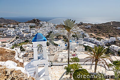 View of the Church of Virgin Mary of the Cliff. Ios, Greece Editorial Stock Photo
