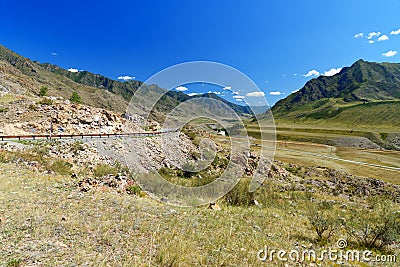 View on Chuya river in mountains along Chuysky Trakt. Altai Republic, Russia Stock Photo