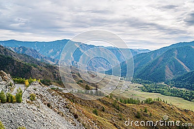 View of the Chuysky tract from the Chike-Taman pass Stock Photo