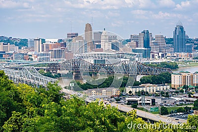 View of Cincinnati, from Devou Park in Covington, Kentucky Editorial Stock Photo